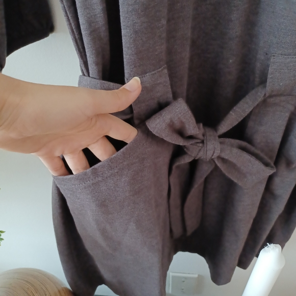 SOLD 5/30 🔮Taupe Belted Drop-Waist Dress - Picture 12 of 13